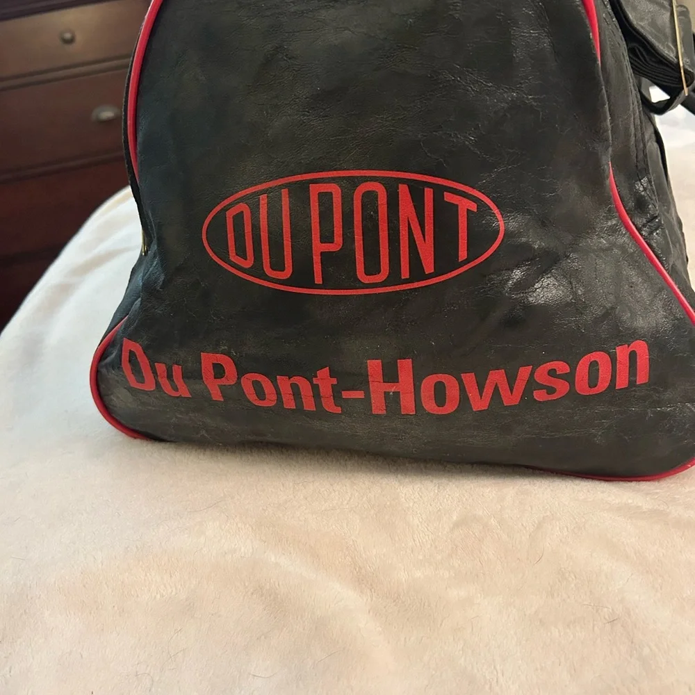 VINTAGE 1989 Du Pont Company Black and Red Duffel Bag